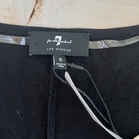 NWT 7 For All Mankind jet black wrap front blouson sleeve 100%cotton top - Picture 3 of 11